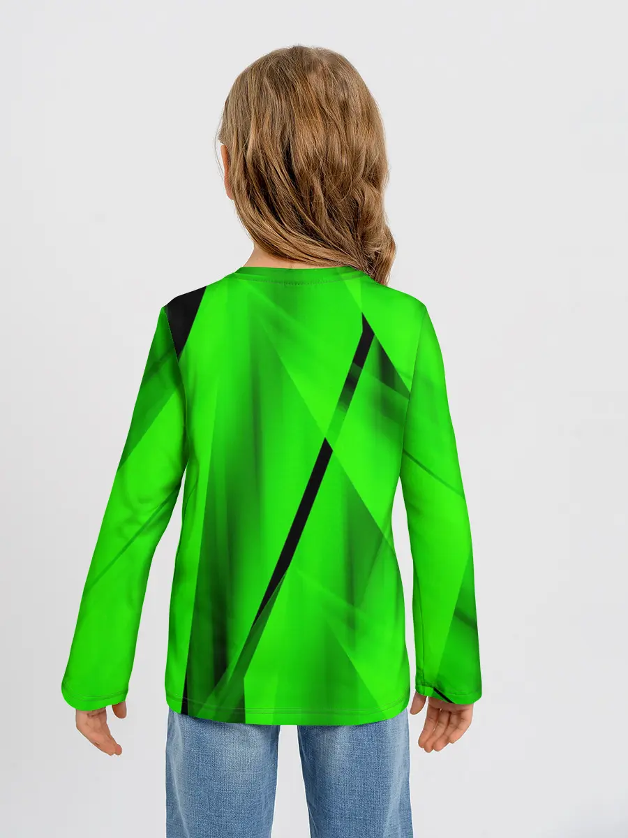 Детский лонгслив / Зеленый неон