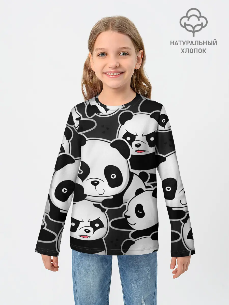 Детский лонгслив / Смешные панды