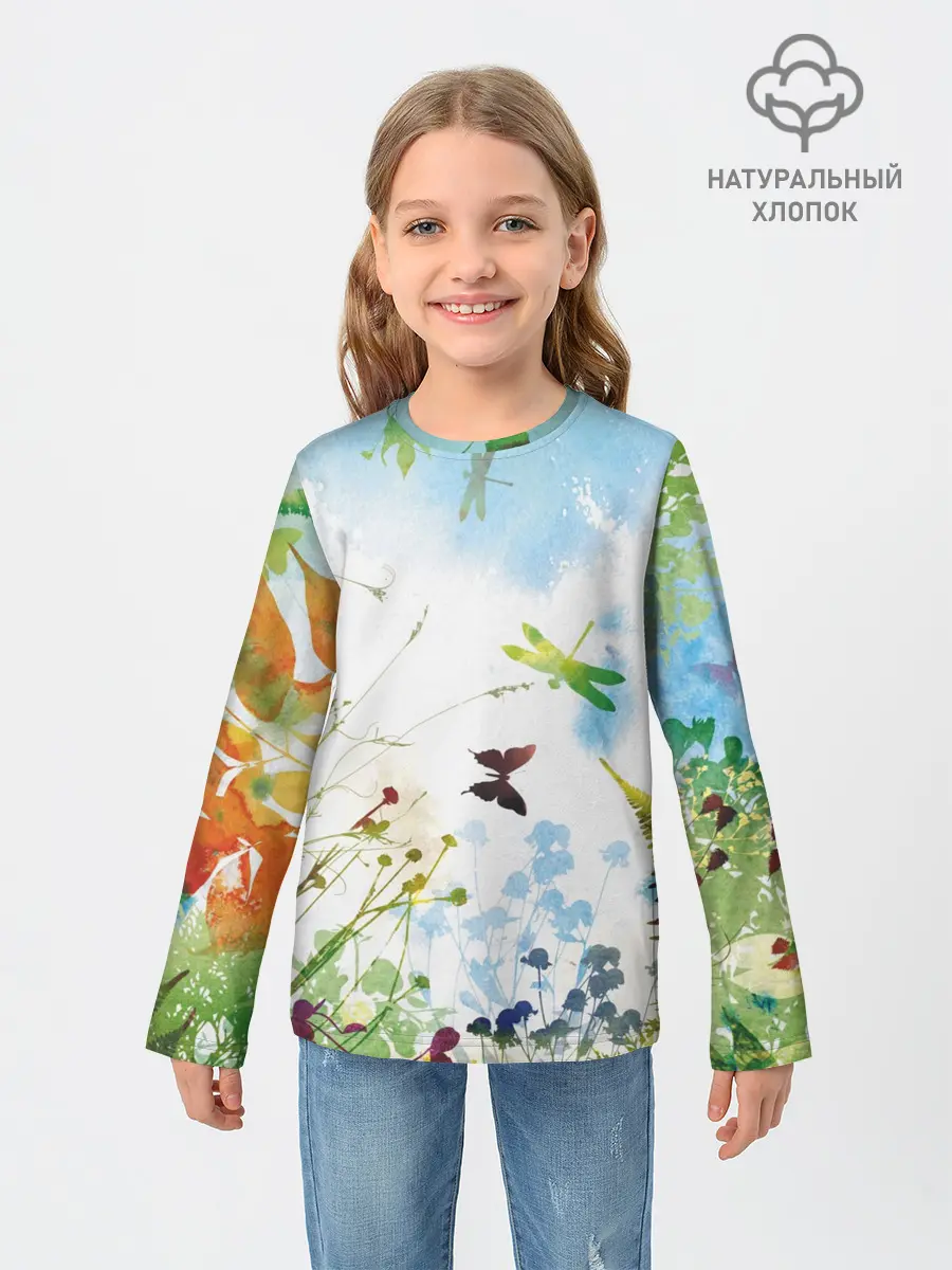 Детский лонгслив / Summer акварель