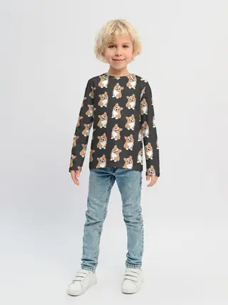 Детский лонгслив / Корги малыши