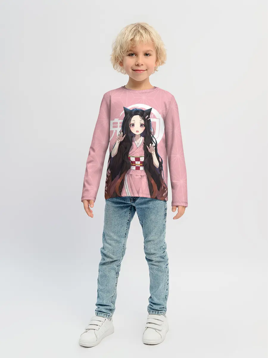 Детский лонгслив / Незуко розовый