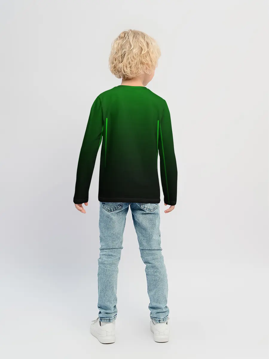 Детский лонгслив / Неоновые линии на градиенте