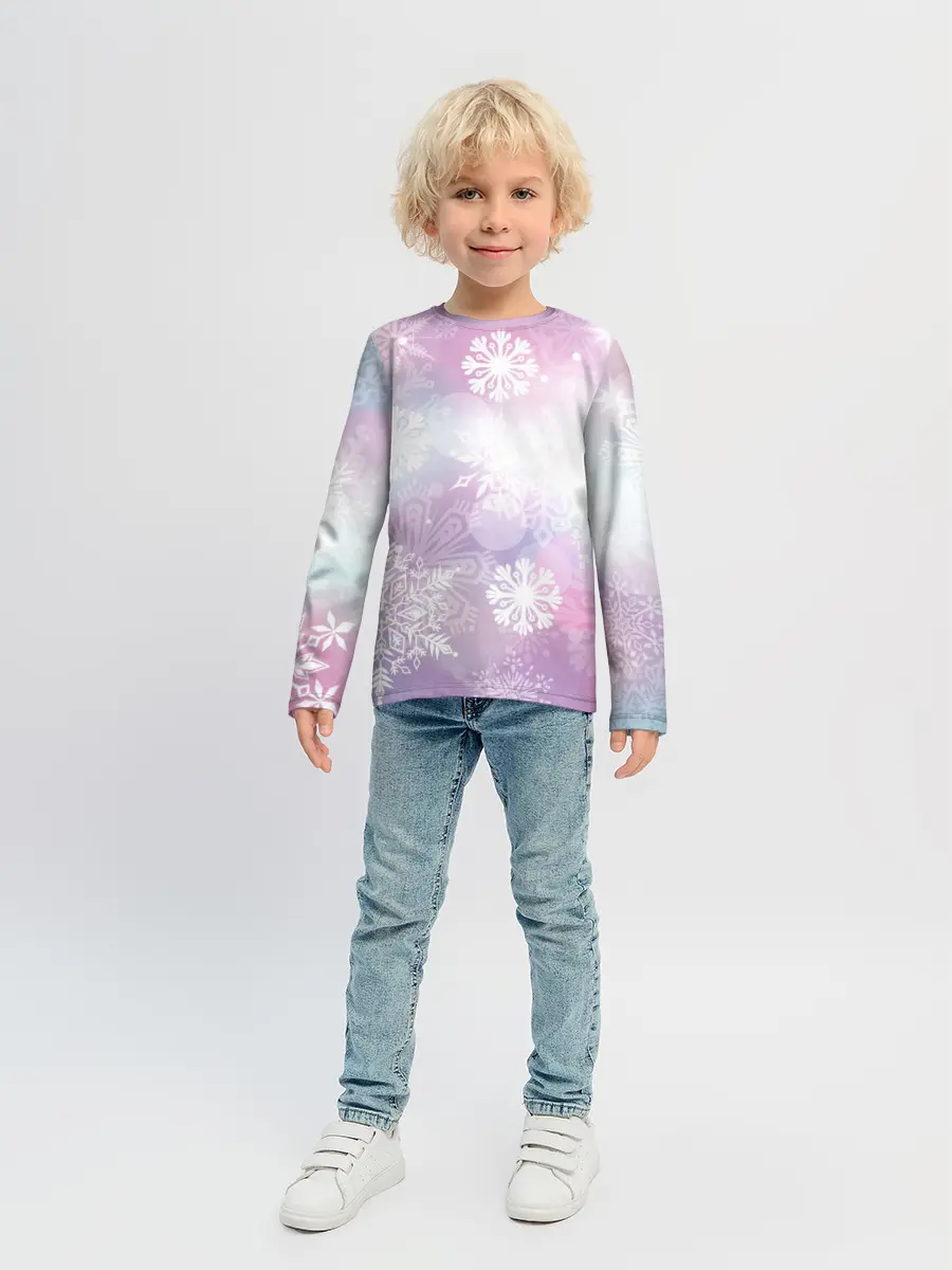 Детский лонгслив / снежинки