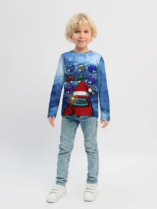 Детский лонгслив / Among us Happy New Year