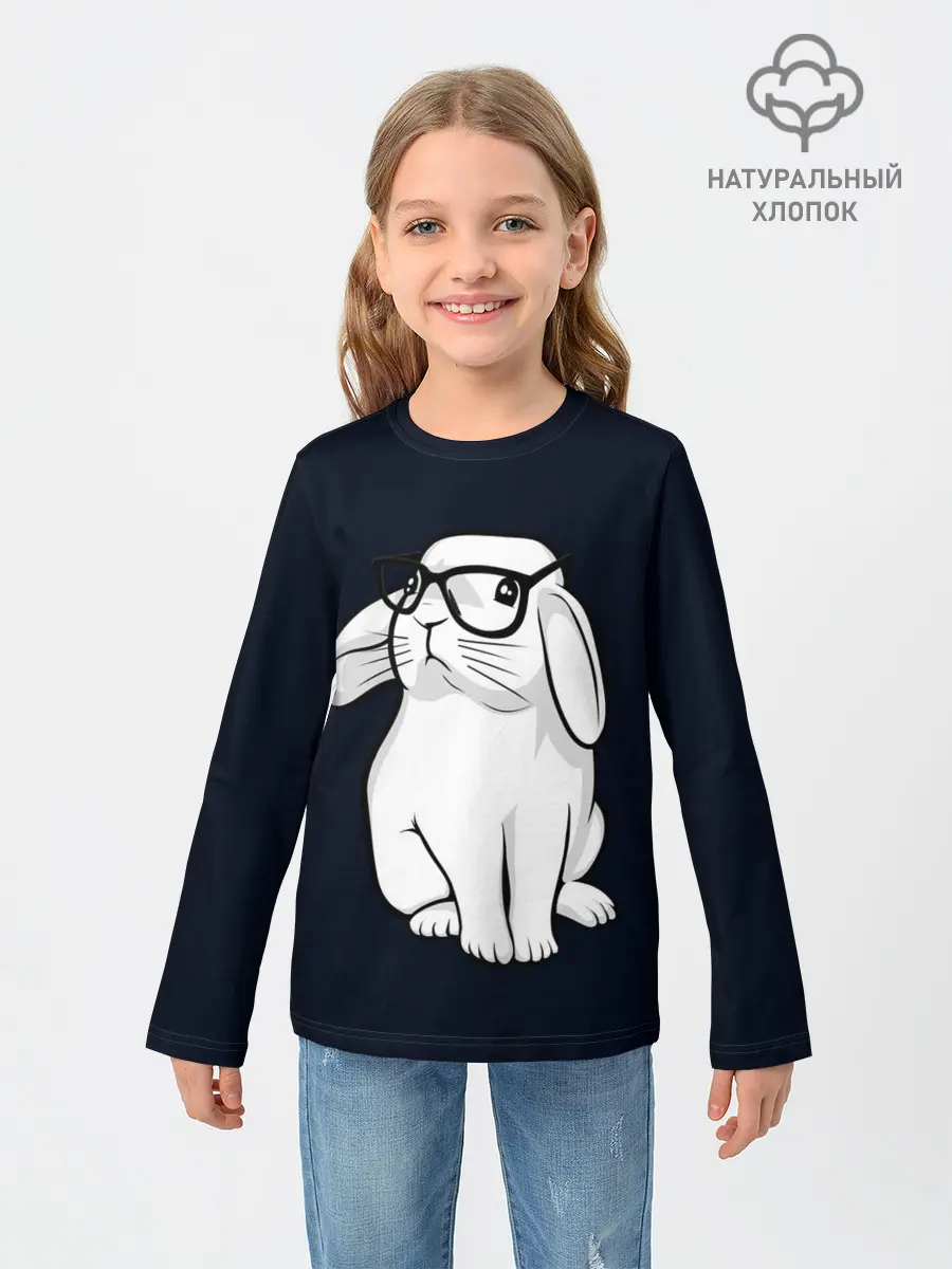 Детский лонгслив / Кролик Хипстер