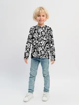 Детский лонгслив / White flowers