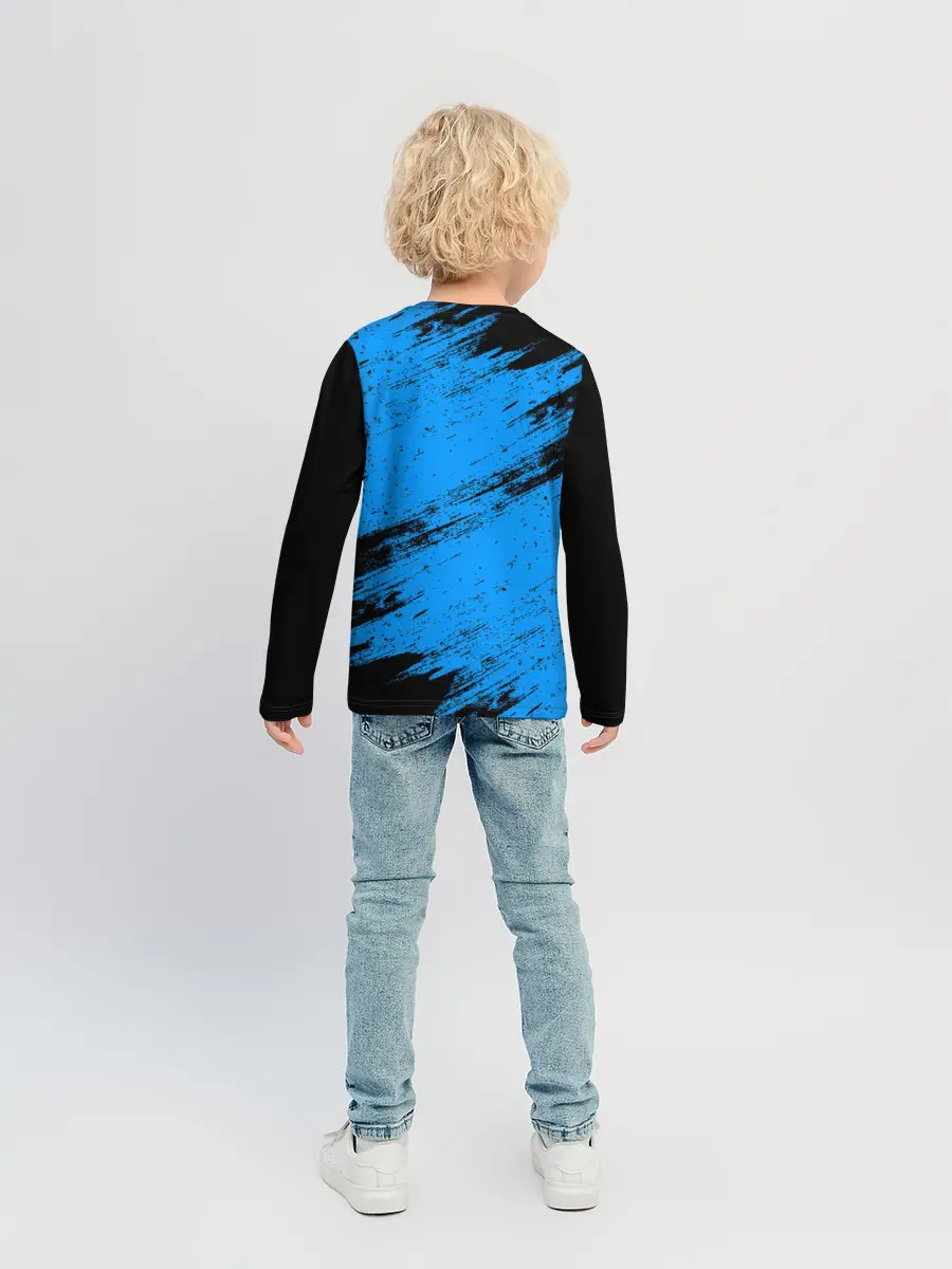 Детский лонгслив / AMONG US - Синий в Короне