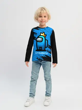 Детский лонгслив / AMONG US - Синий в Короне