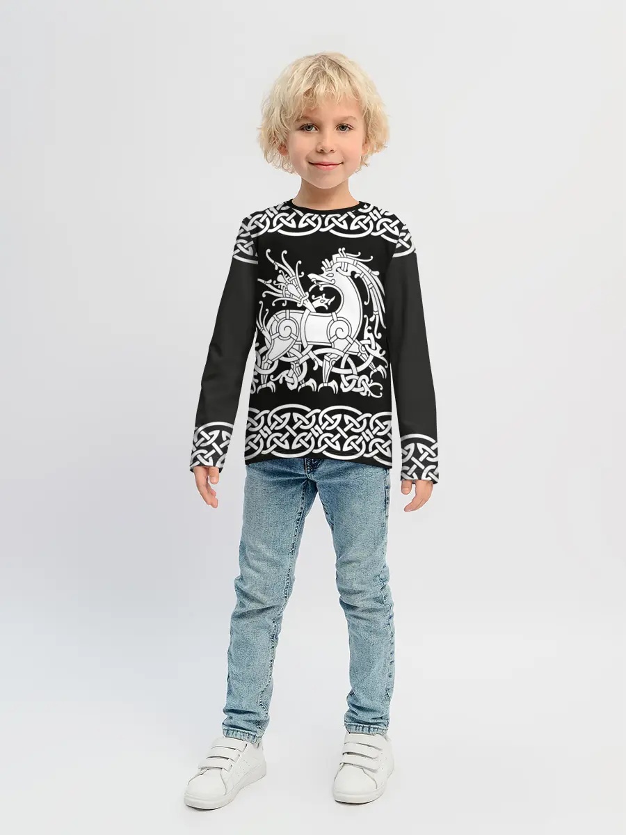 Детский лонгслив / Рингерике олень белый 3D