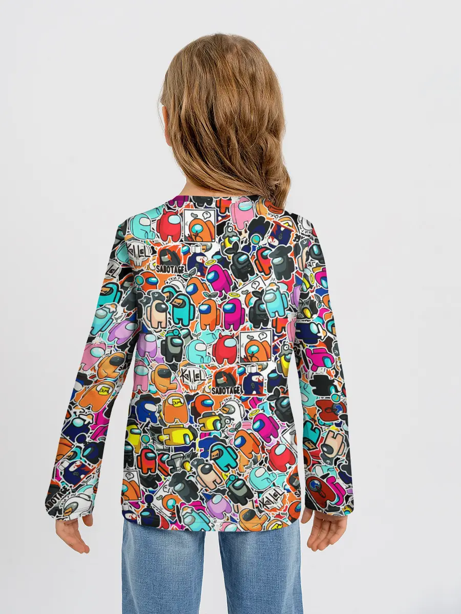 Детский лонгслив / Among Us sticker bombing