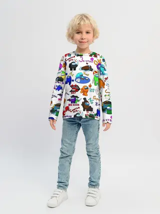 Детский лонгслив / AMONG US STICKERBOMBING