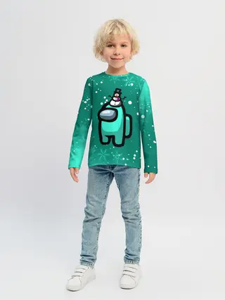 Детский лонгслив / AMONG US - СНЕЖНЫЙ