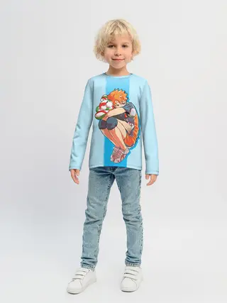 Детский лонгслив / Хината на синем фоне