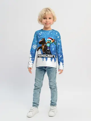 Детский лонгслив / Новогодний Манкрафт на коне