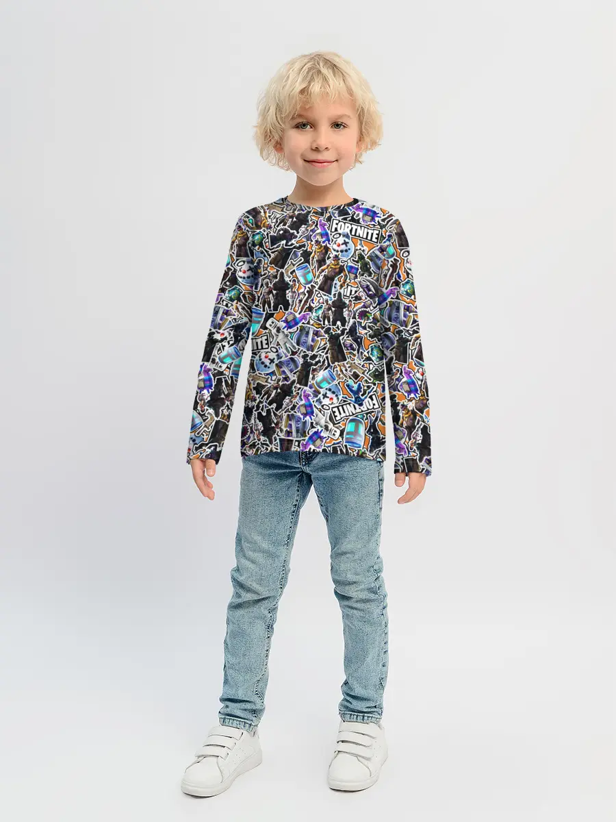 Детский лонгслив / Fortnite Sticker Bombing