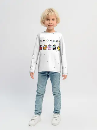 Детский лонгслив / Among Us | Белый Космос