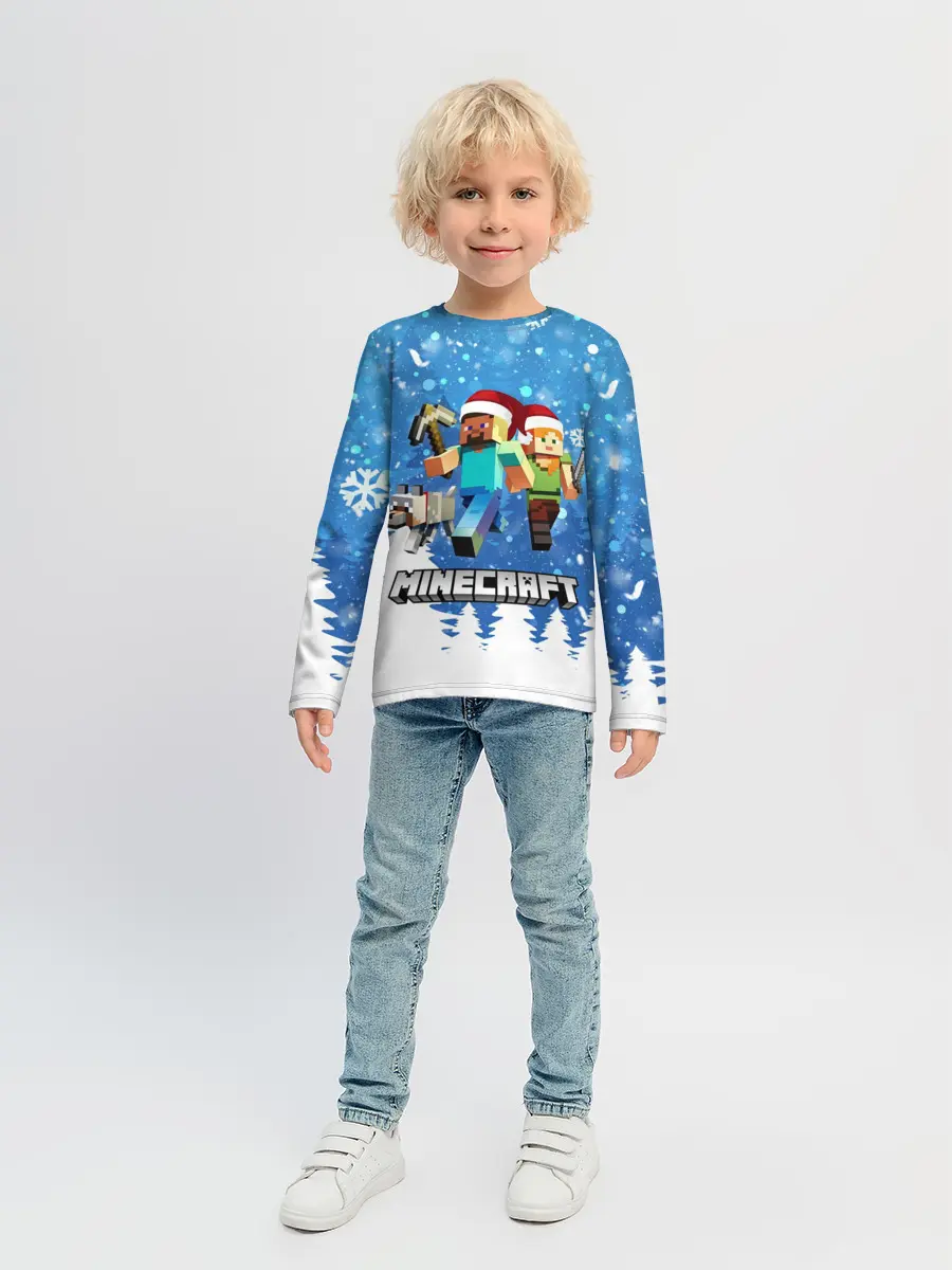 Детский лонгслив / Новогодний Манкрафт