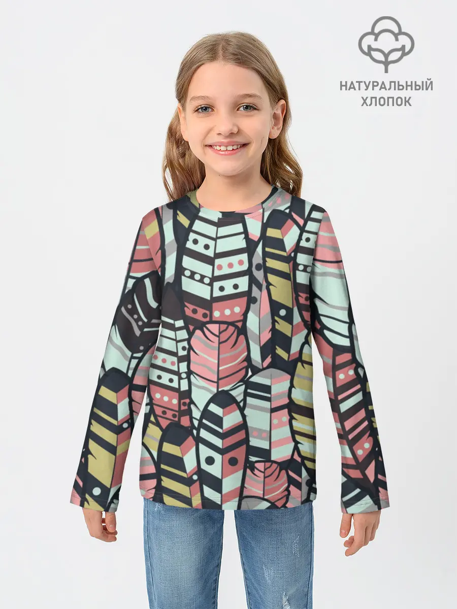 Детский лонгслив / Индейские перья