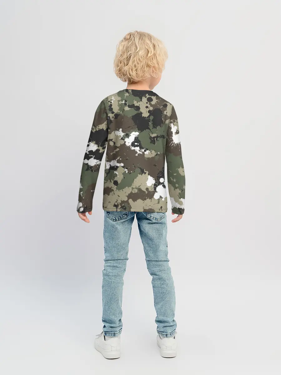 Детский лонгслив / Камуфляж с кляксами