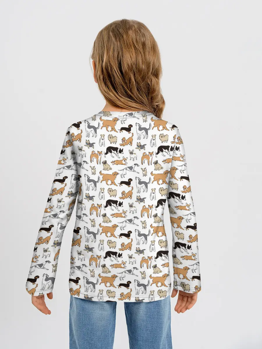 Детский лонгслив / Узор собаки много