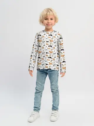 Детский лонгслив / Узор собаки много