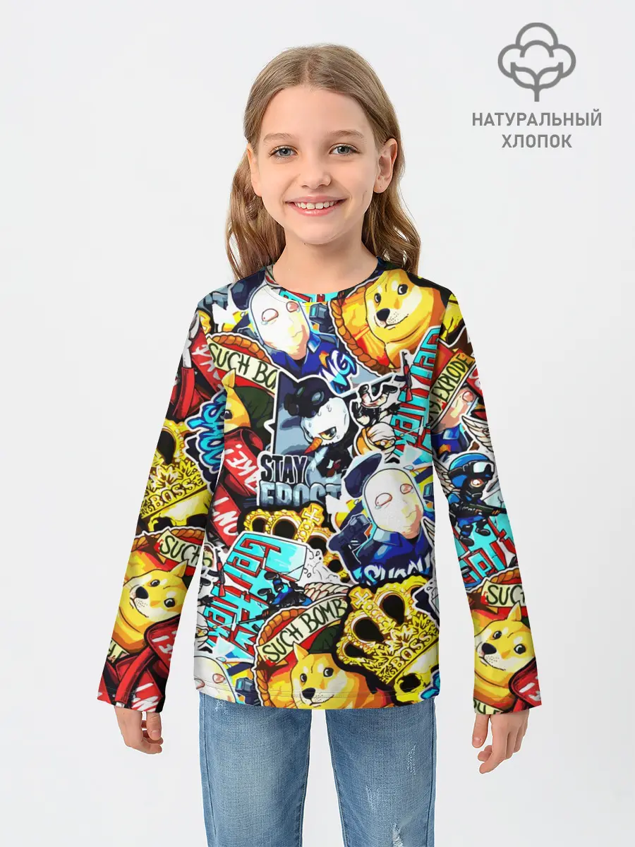 Детский лонгслив / CS GO STICKERBOMBING