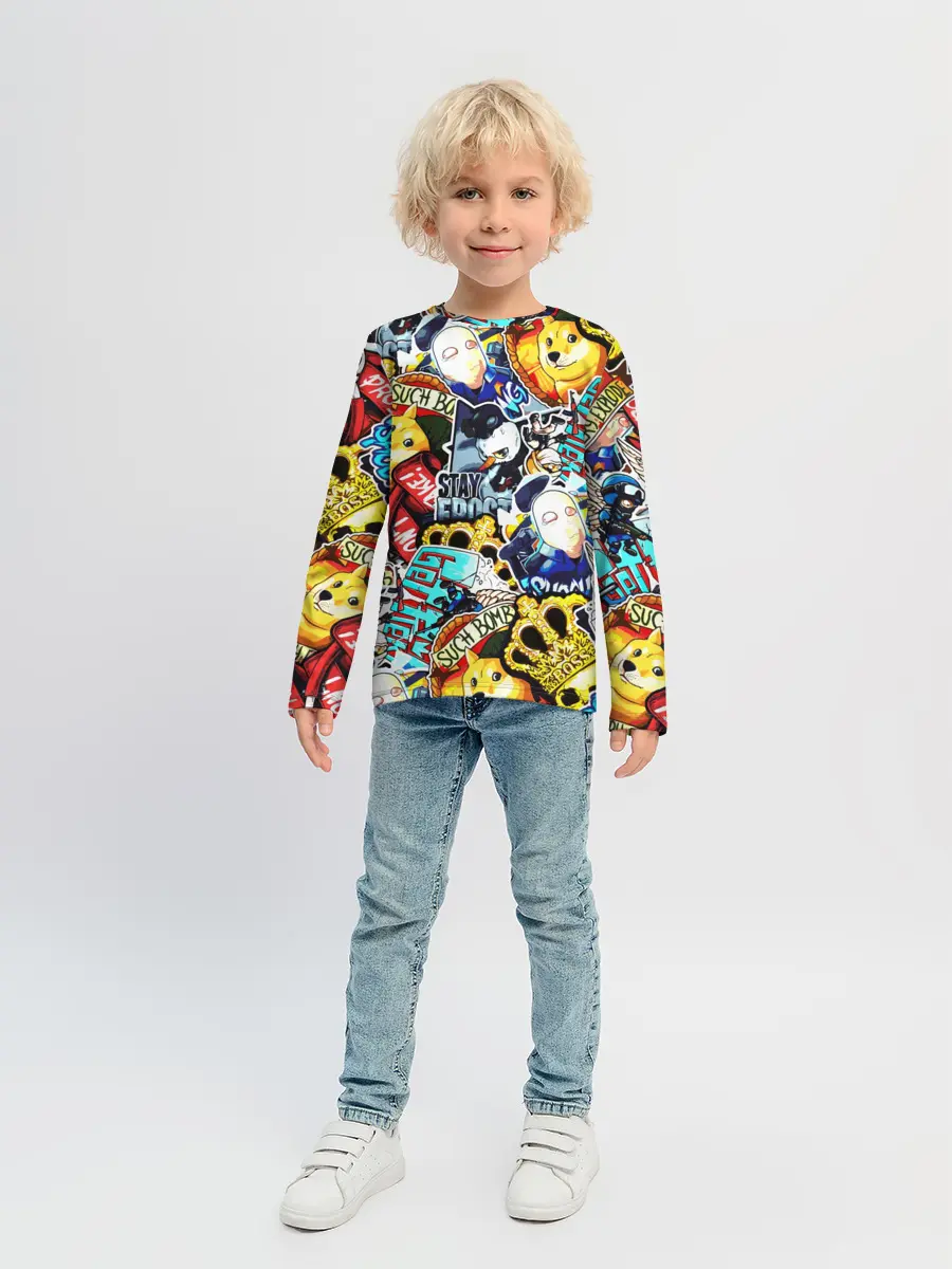 Детский лонгслив / CS GO STICKERBOMBING