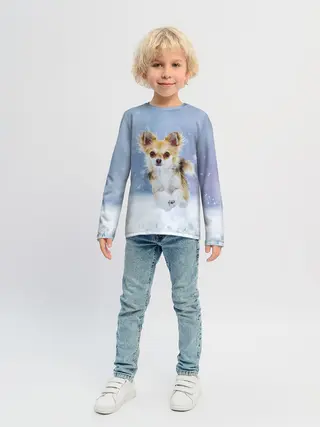 Детский лонгслив / Чихуахуа в снегу