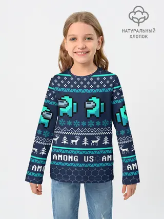 Детский лонгслив / AMONG US НОВОГОДНИЙ.