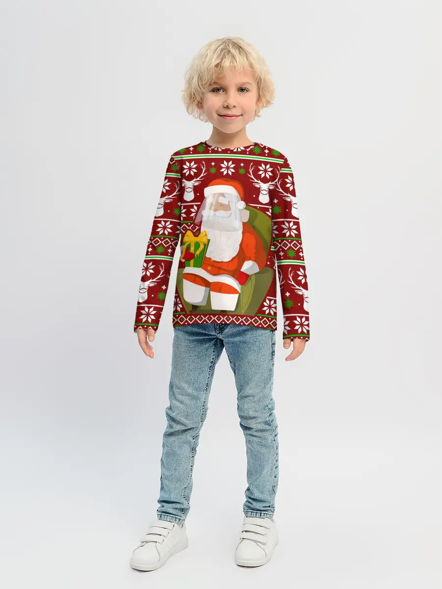 Детский лонгслив / Санта с защитным экраном