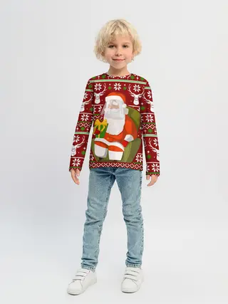Детский лонгслив / Санта с защитным экраном