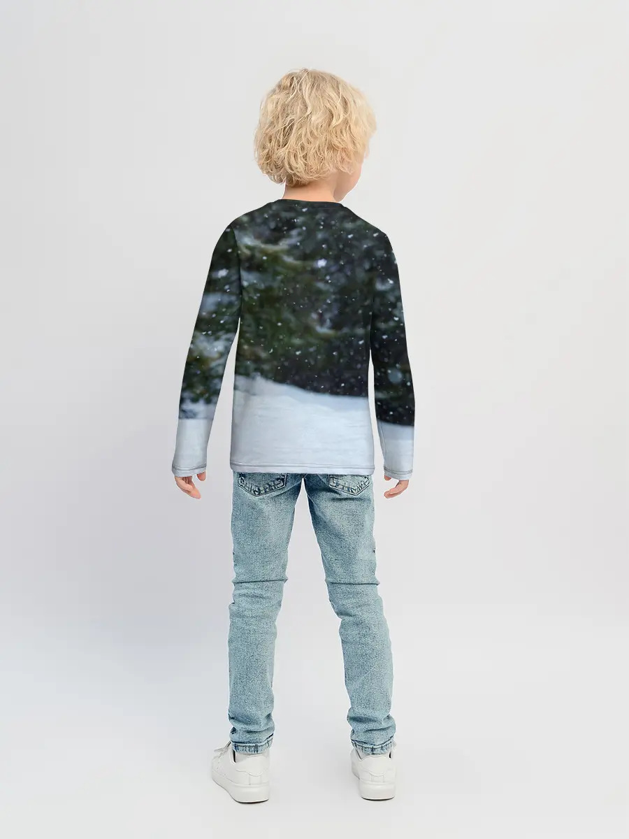 Детский лонгслив / Лиса в зимнем лесу