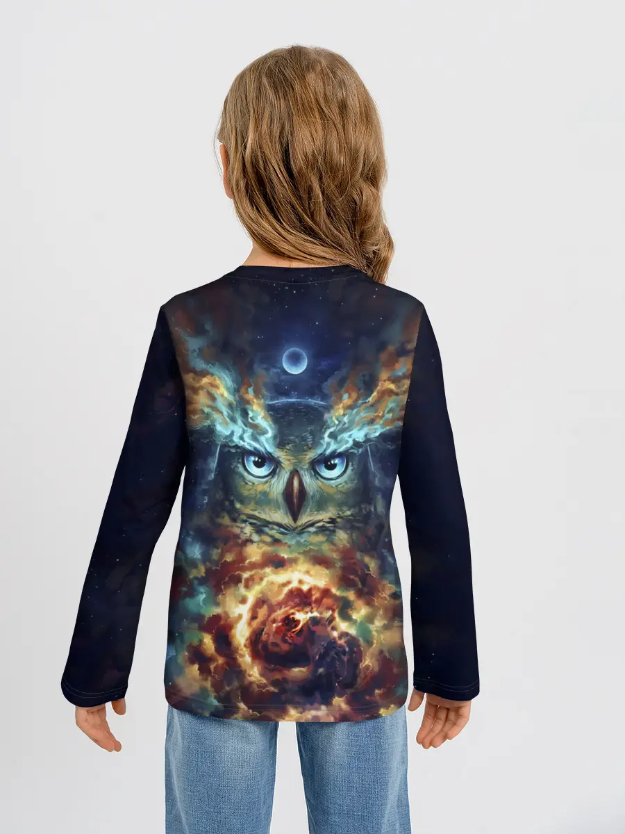 Детский лонгслив / Сова Космос