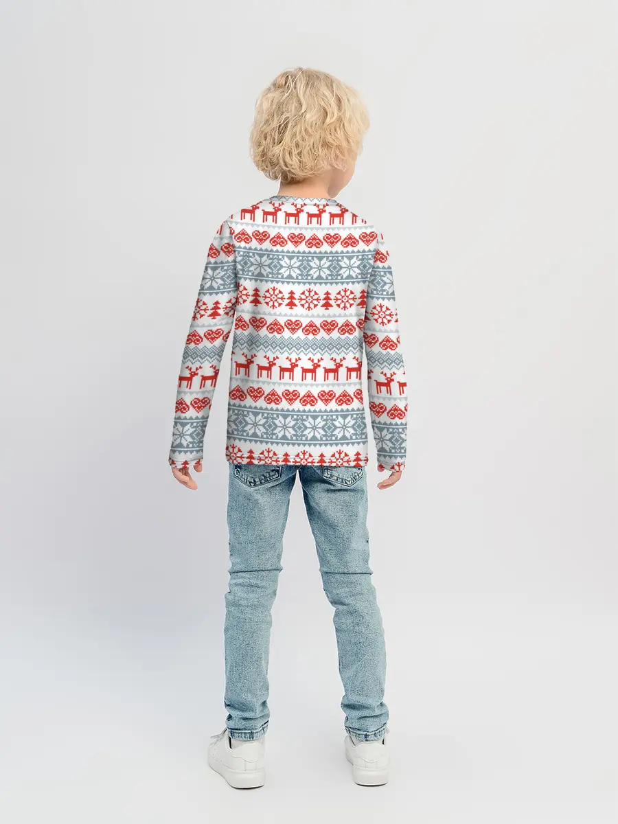 Детский лонгслив / Новогодний пиксельный узор