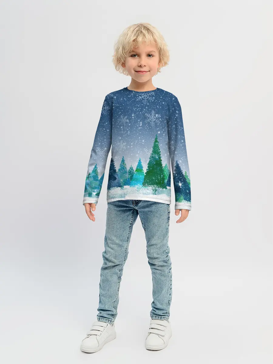 Детский лонгслив / Снежинки в лесу