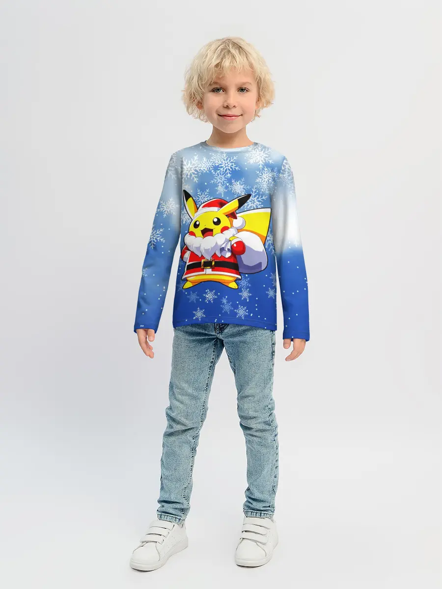 Детский лонгслив / НОВОГОДНИЙ ПИКАЧУ