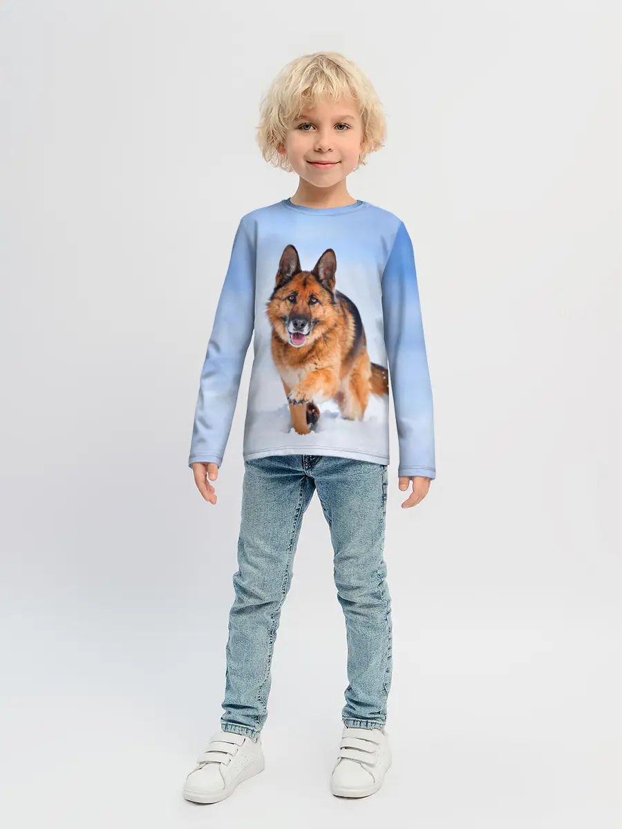 Детский лонгслив / Овчарка и снег