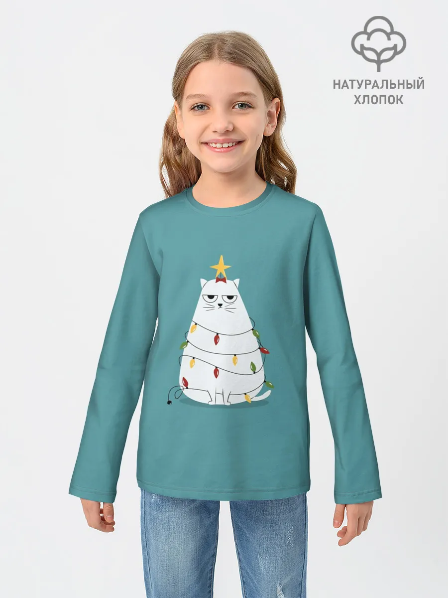 Детский лонгслив / Кото-ёлка