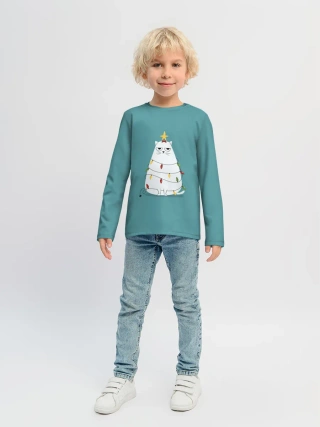 Детский лонгслив / Кото-ёлка