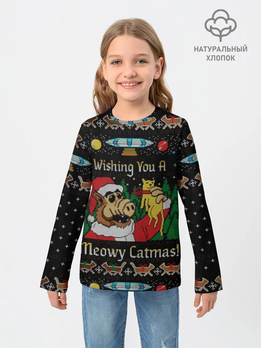 Детский лонгслив / Wishing you a meowy catmas