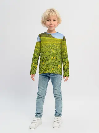 Детский лонгслив / Поле одуванчиков
