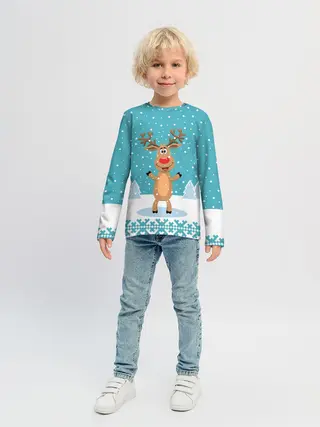 Детский лонгслив / Иди, обниму! - Рудольф