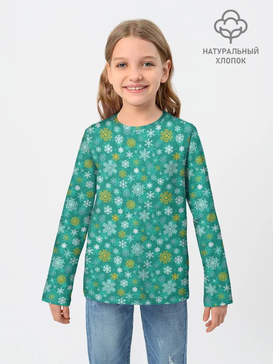 Детский лонгслив / Снежинки