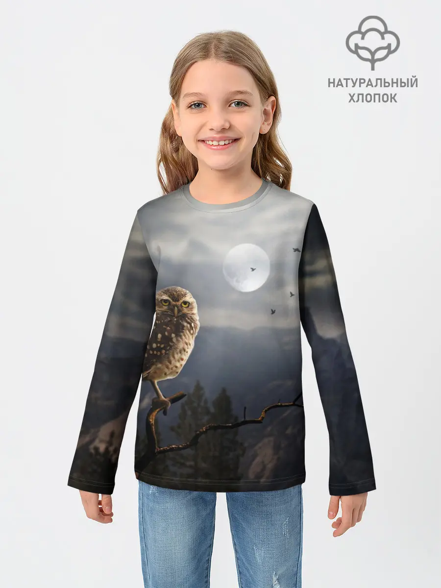 Детский лонгслив / Сова