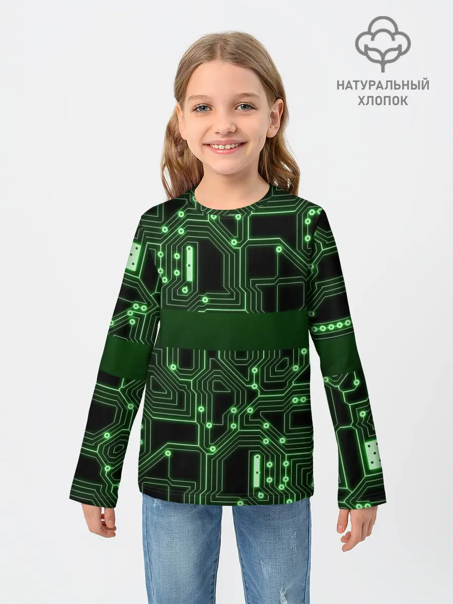 Детский лонгслив / Неоновая схема