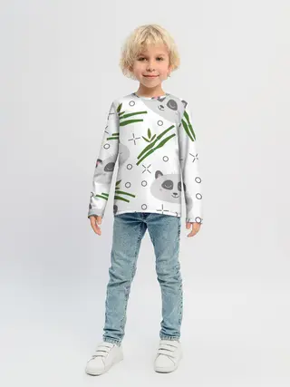 Детский лонгслив / Панда с бамбуком