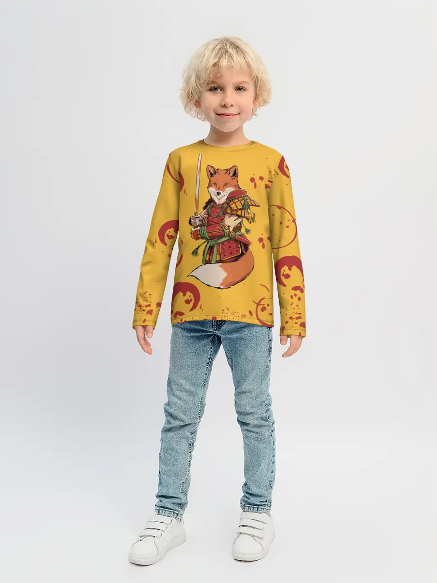 Детский лонгслив / Лис Самурай