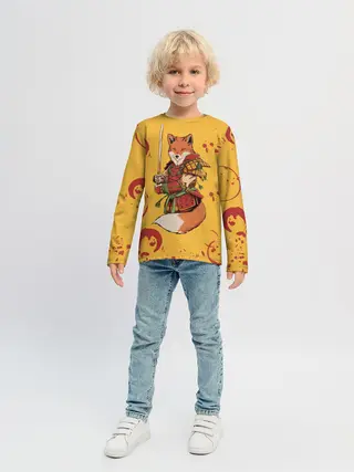 Детский лонгслив / Лис Самурай