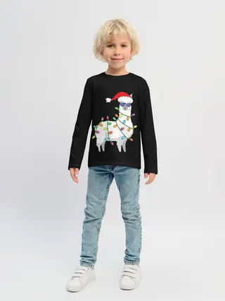 Детский лонгслив / Рождественская Лама