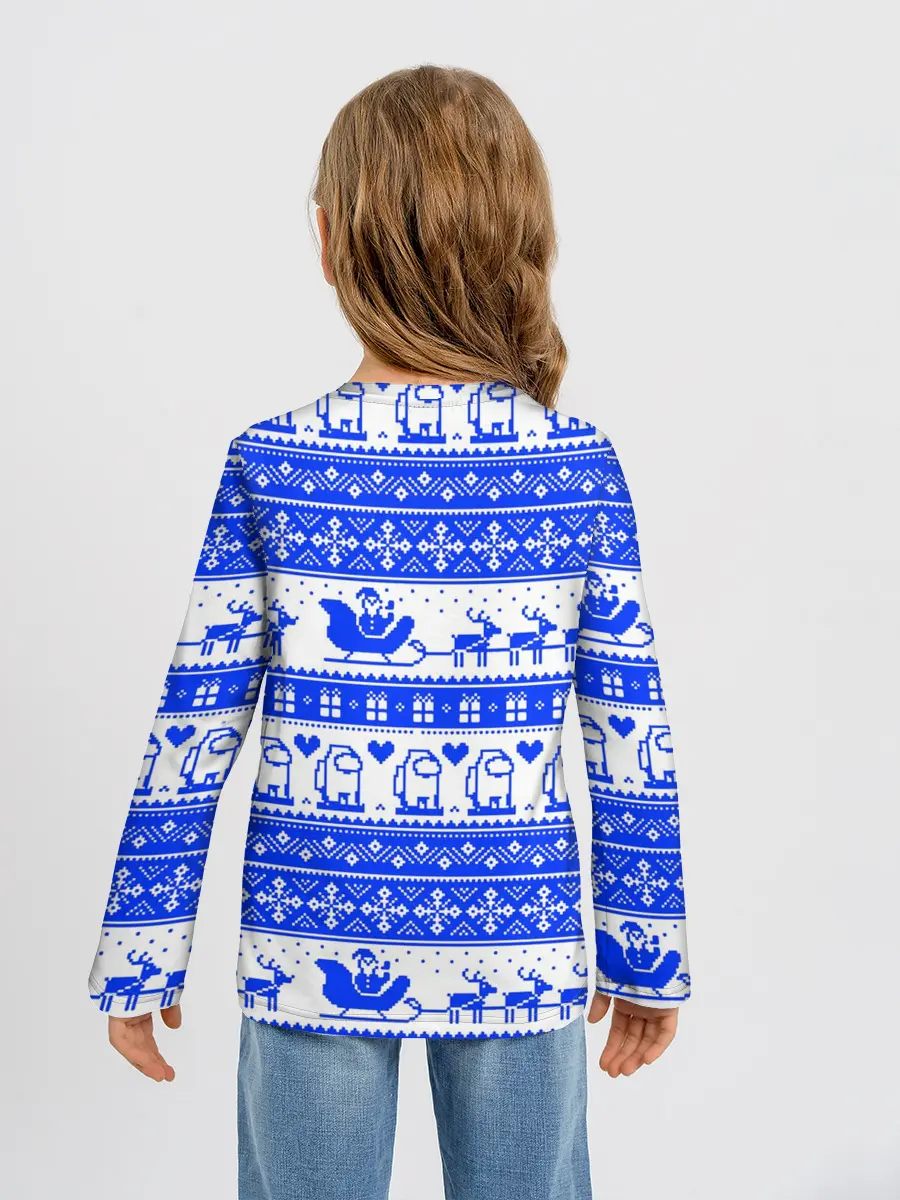 Детский лонгслив / AMONG US НОВОГОДНИЙ УЗОР